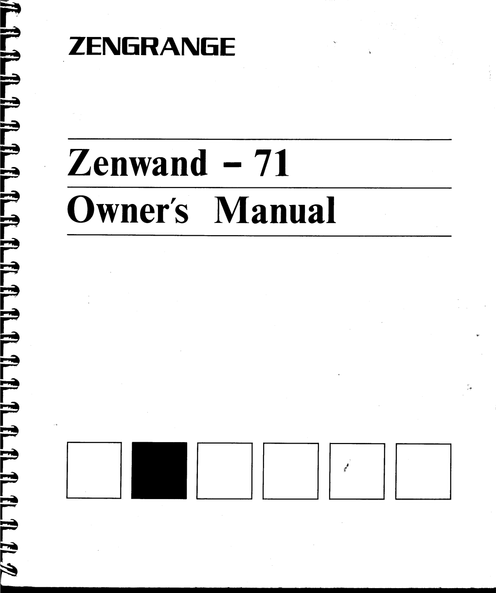 Zenwand - 71 Owners Manual