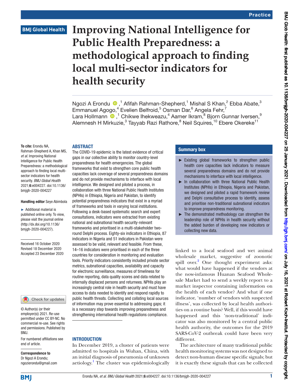 A Methodological Approach to Finding Local Multi-Sector Indicators