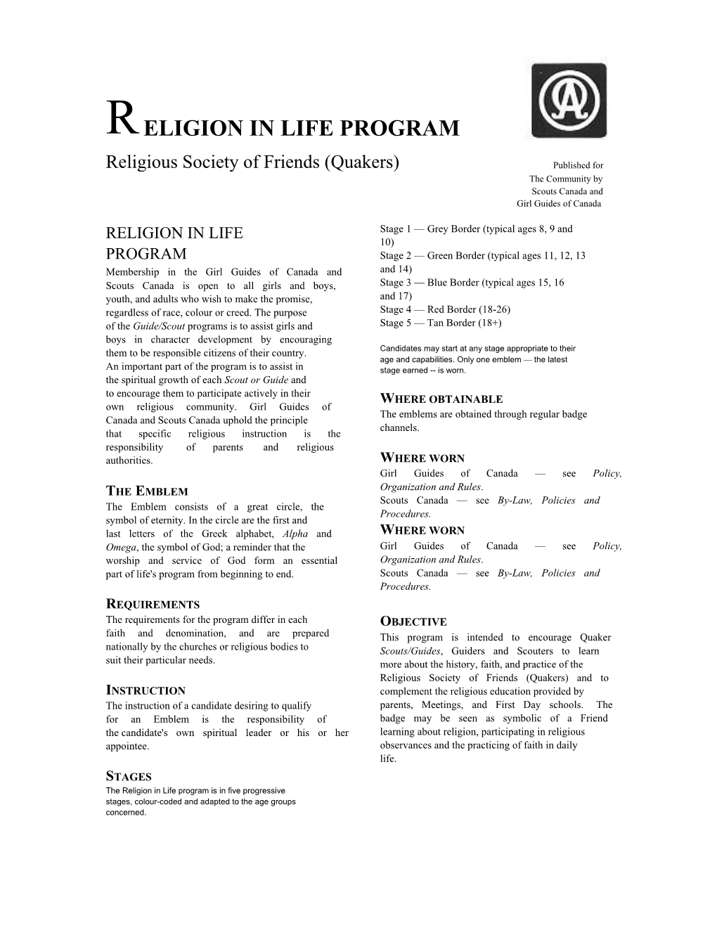 R Eligion in Life Program