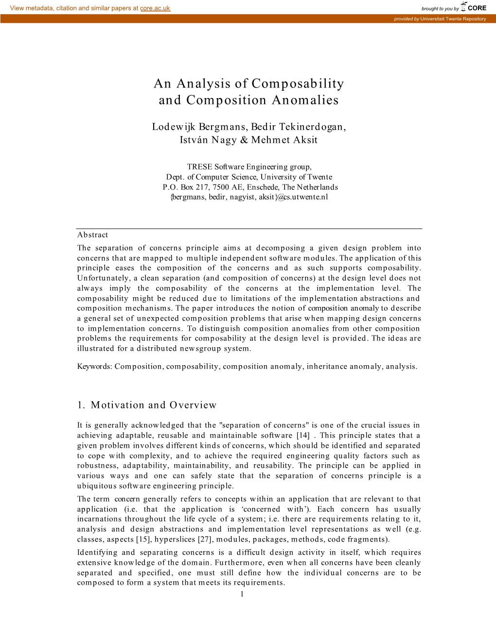 An Analysis of Composability and Composition Anomalies
