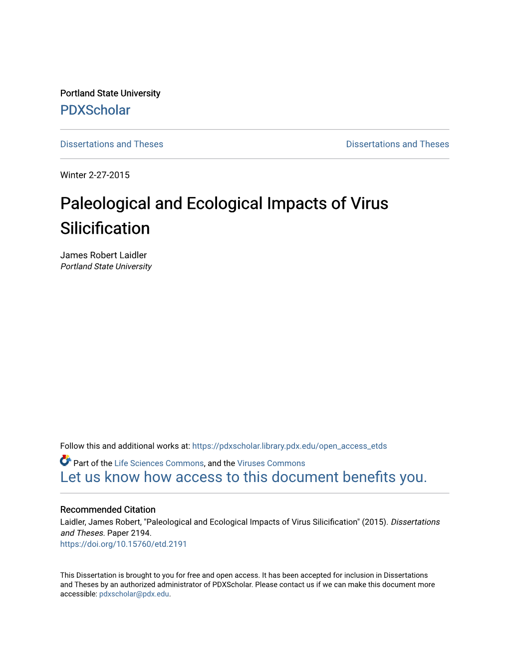 Paleological and Ecological Impacts of Virus Silicification