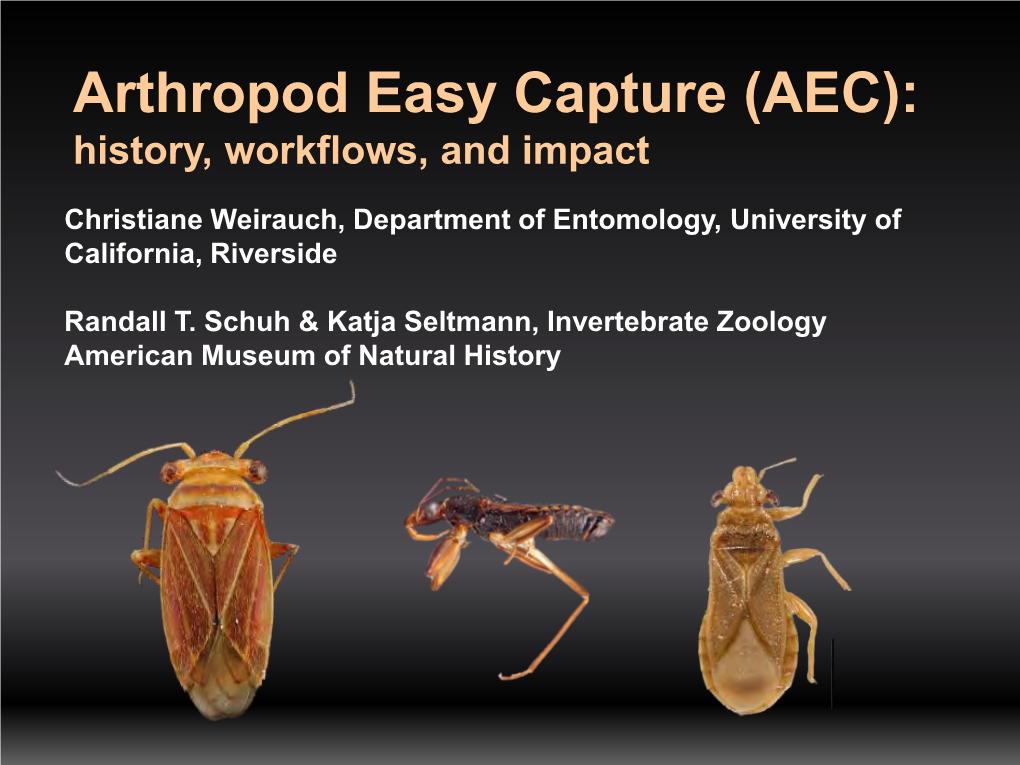 Arthropod Easy Capture (AEC): History, Workflows, and Impact