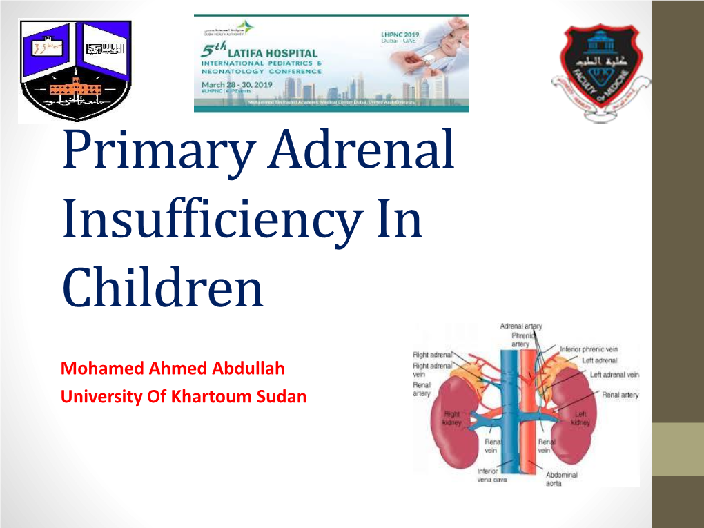 Primary Adrenal Insufficiency in Children