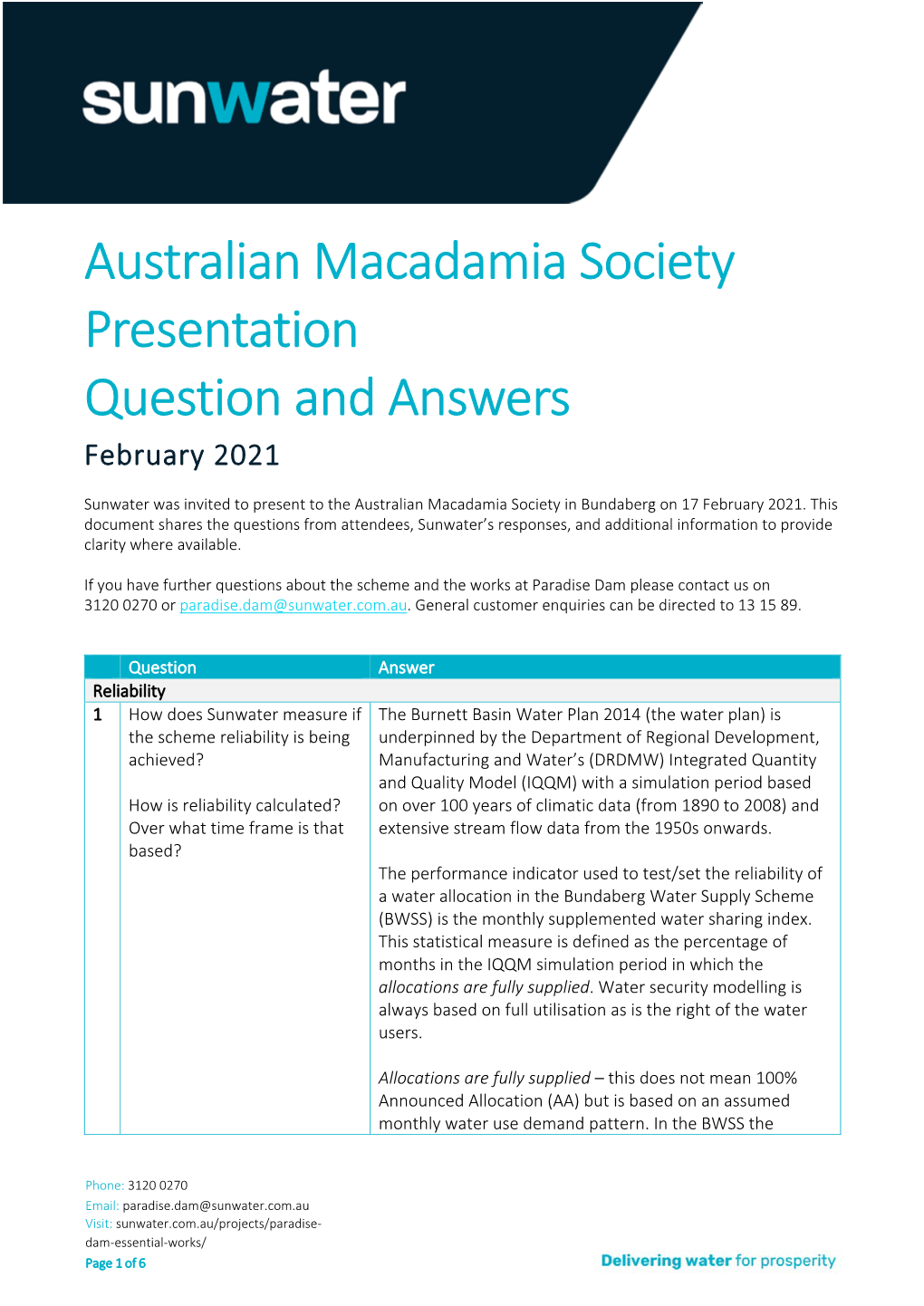Australian Macadamia Society Presentation Question and Answers February 2021