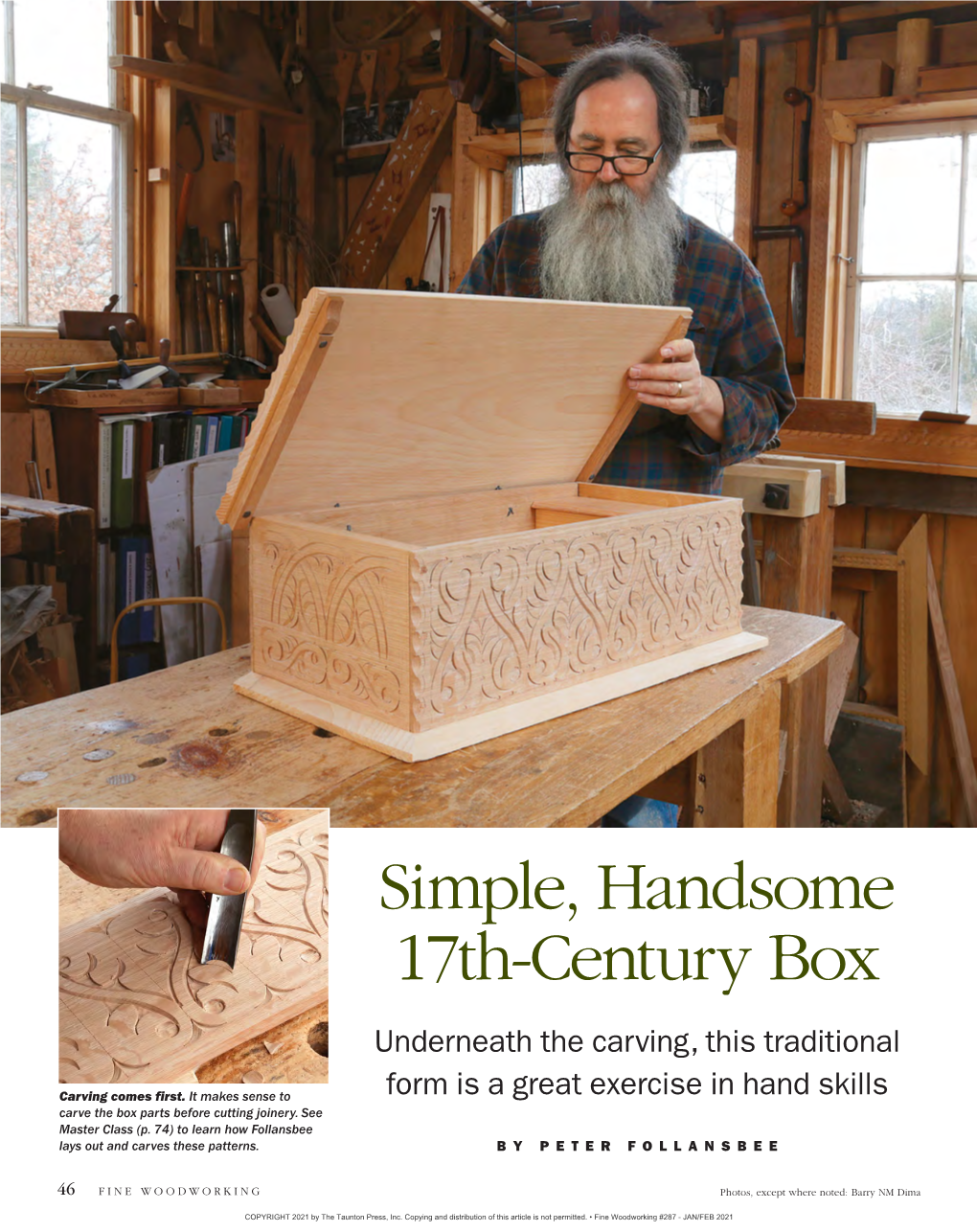 Simple, Handsome 17Th-Century Box Underneath the Carving, This Traditional