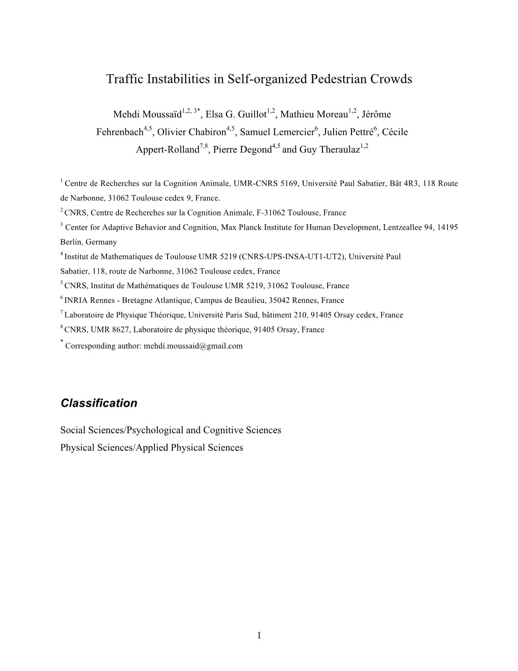 Traffic Instabilities in Self-Organized Pedestrian Crowds