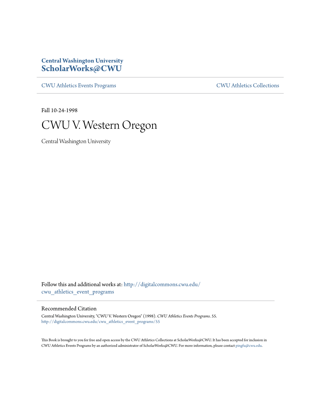 CWU V. Western Oregon Central Washington University