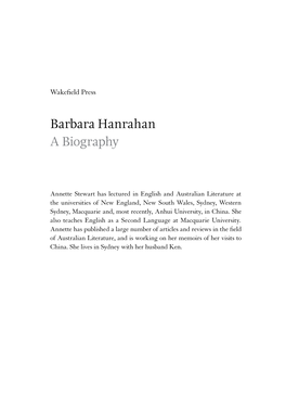 Barbara Hanrahan a Biography