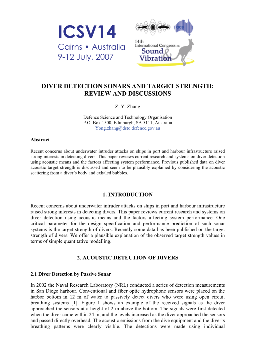 Diver Detection Sonars and Target Strength: Review and Discussions