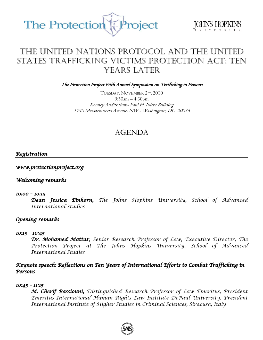 The United Nations Protocol and the United States Trafficking Victims Protection Act: Ten Years Later Agenda