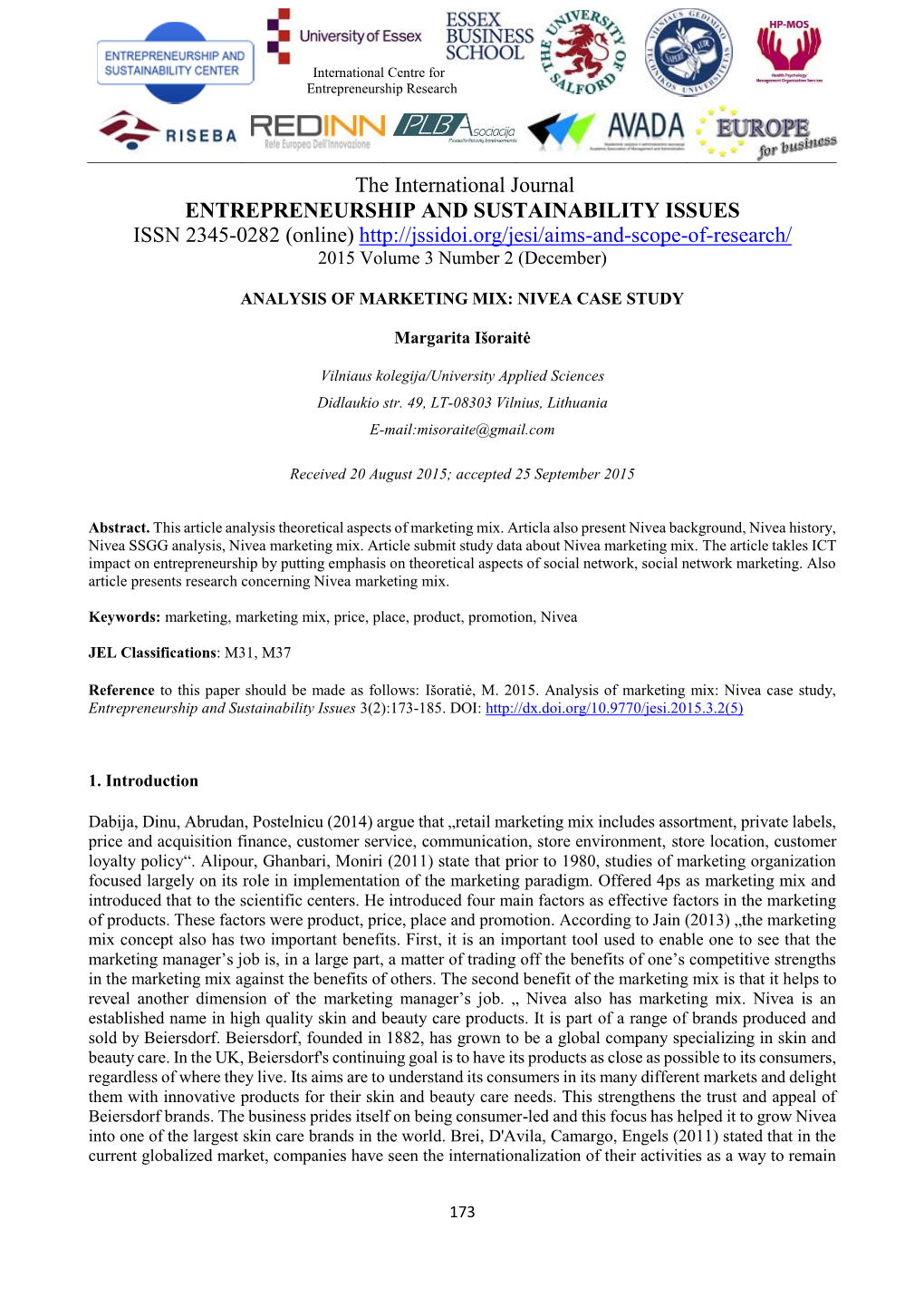 The International Journal ENTREPRENEURSHIP AND