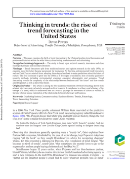 Thinking in Trends: the Rise of Trend Forecasting in the United States