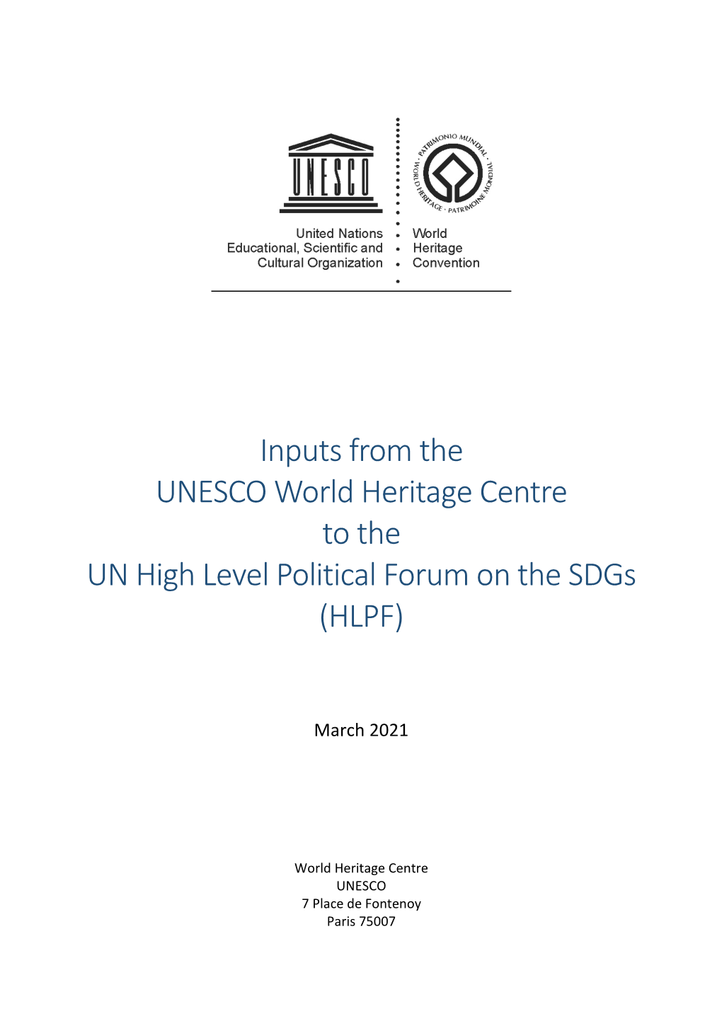 Input from UNESCO World Heritage Centre