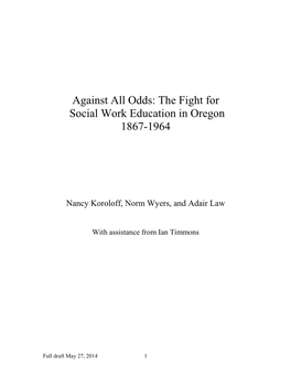The Fight for Social Work Education in Oregon 1867-1964