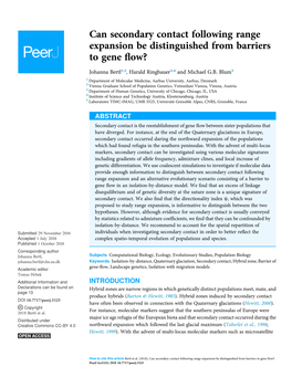 Can Secondary Contact Following Range Expansion Be Distinguished from Barriers to Gene ﬂow?