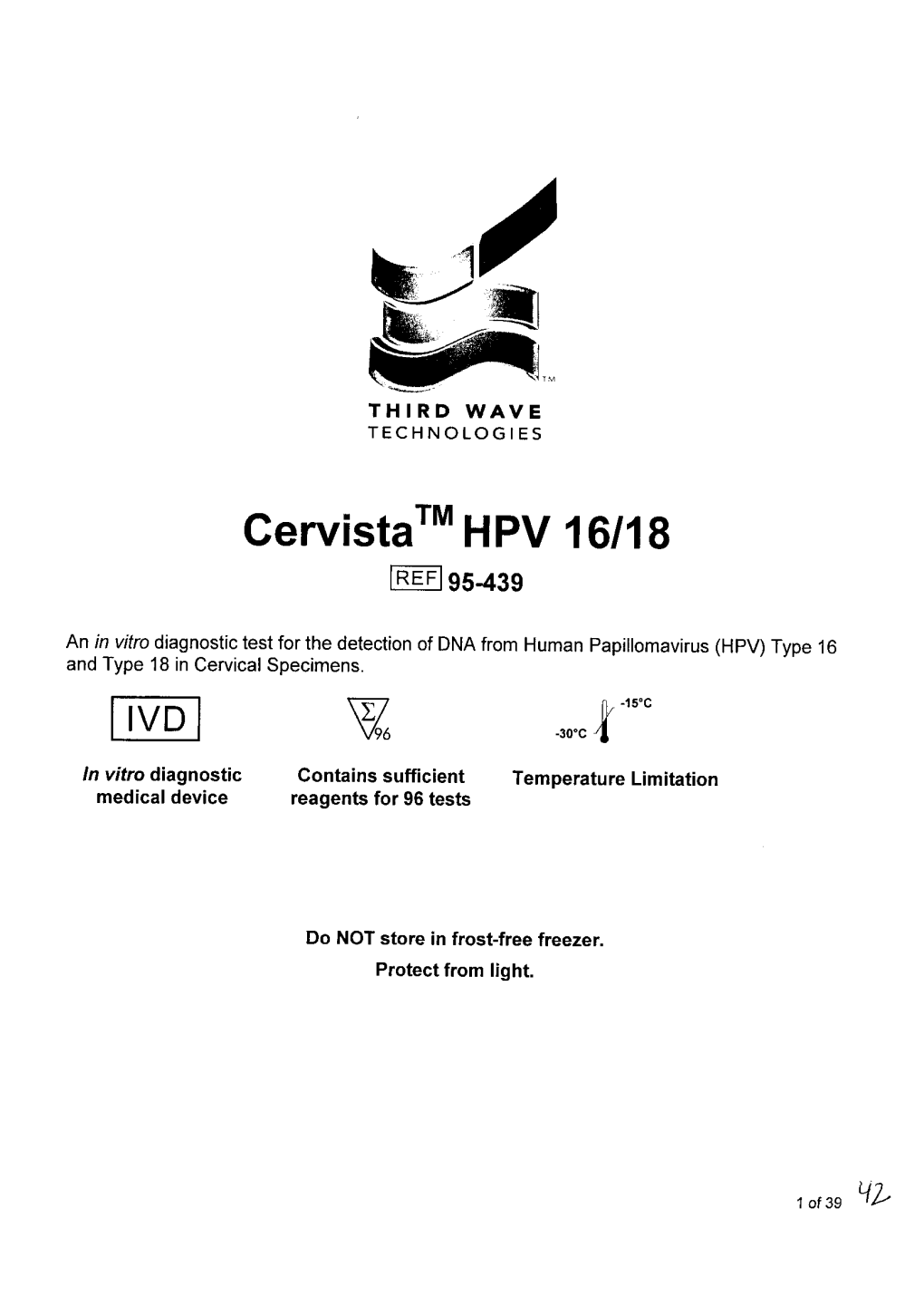 Cervista HPV 16/18 REF 95.439