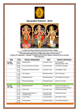 Navarathri Festival - 2019