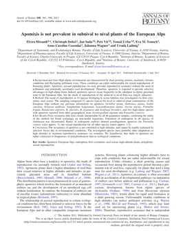 Apomixis Is Not Prevalent in Subnival to Nival Plants of the European Alps