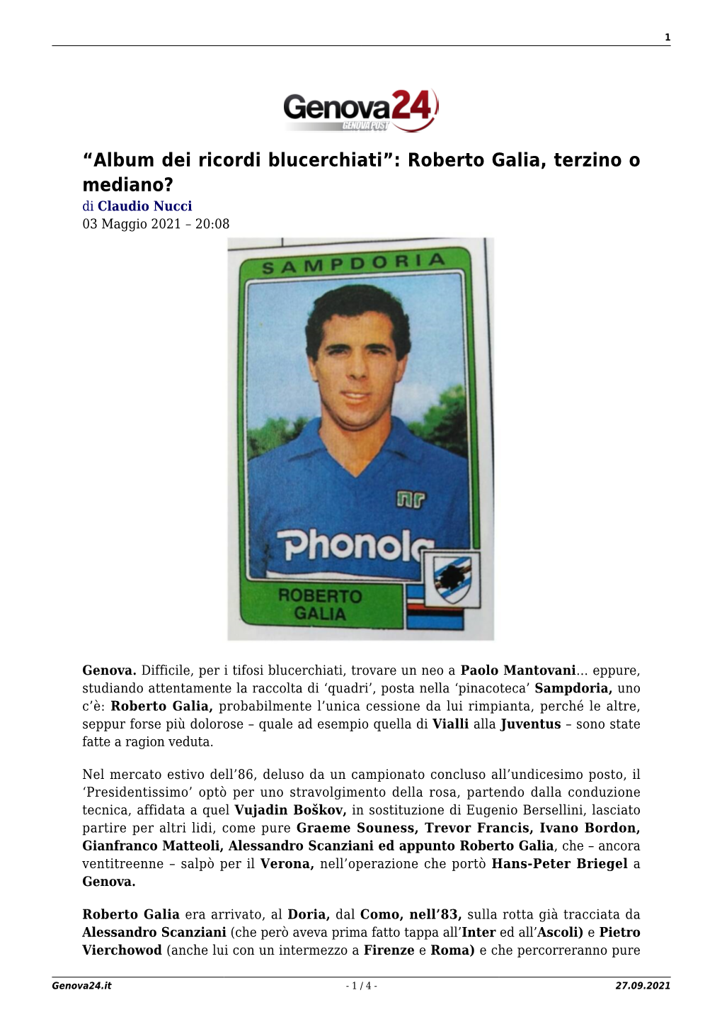 Roberto Galia, Terzino O Mediano? Di Claudio Nucci 03 Maggio 2021 – 20:08