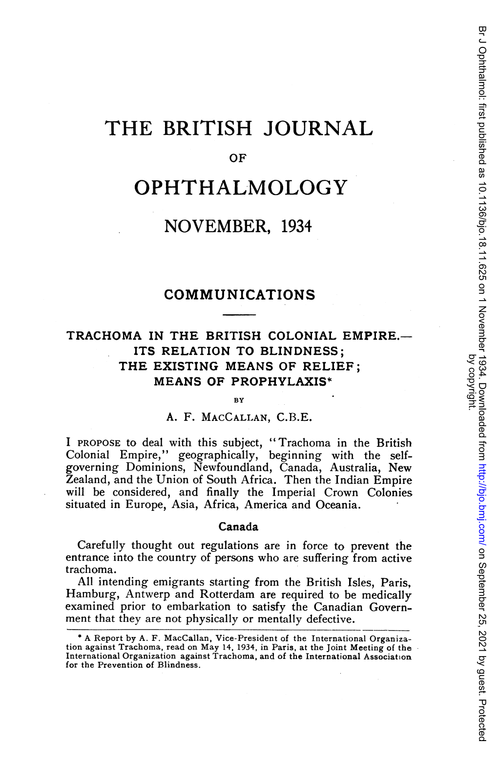 Trachoma in the British Colonial Empire.—Its