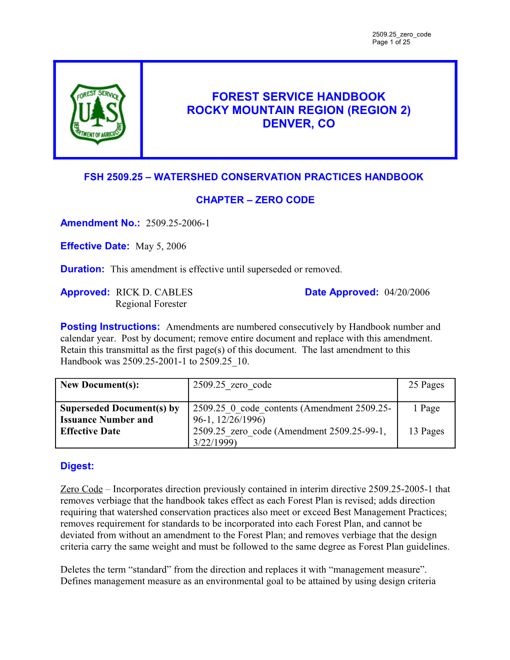 Fsh 2509.25 Watershed Conservation Practices Handbook