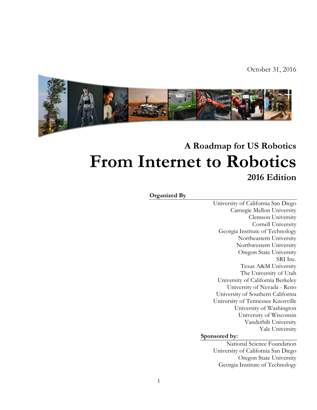 From Internet to Robotics 2016 Edition