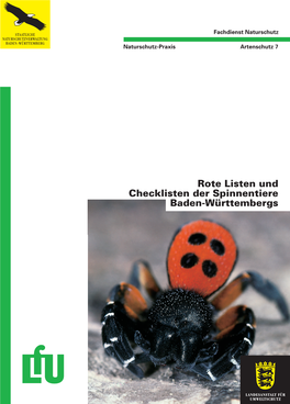Rote Listen Und Checklisten Der Spinnen in Baden-Württemberg