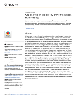 Gap Analysis on the Biology of Mediterranean Marine Fishes