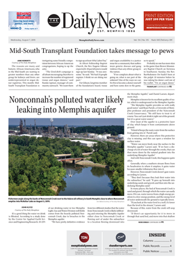Nonconnah's Polluted Water Likely Leaking Into Memphis Aquifer