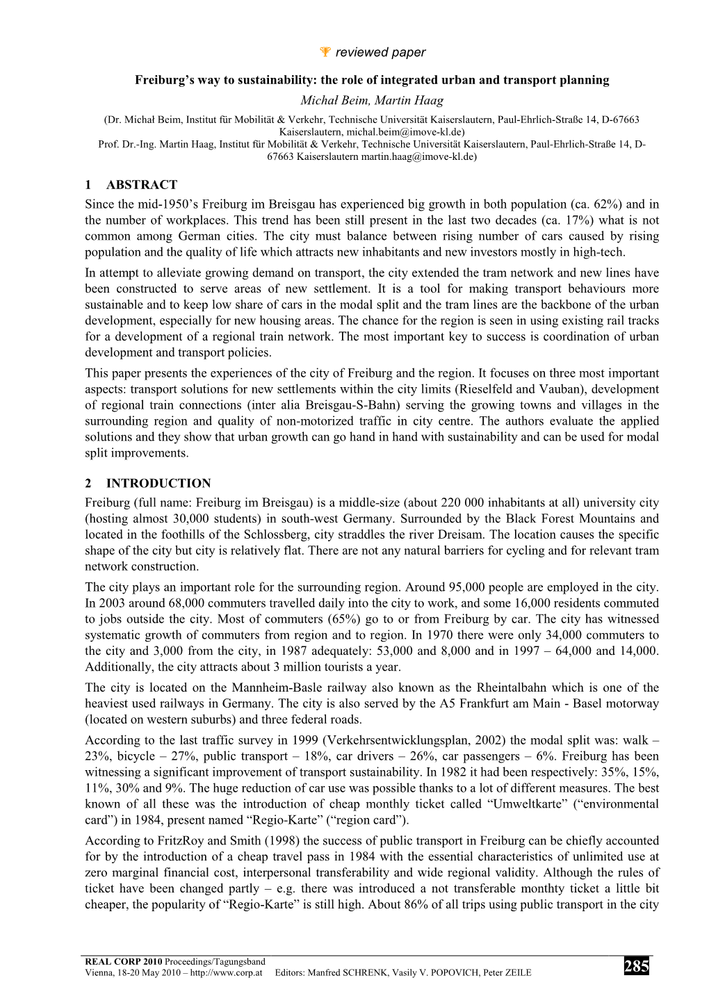 The Role of Integrated Urban and Transport Planning Michał Beim, Martin Haag (Dr