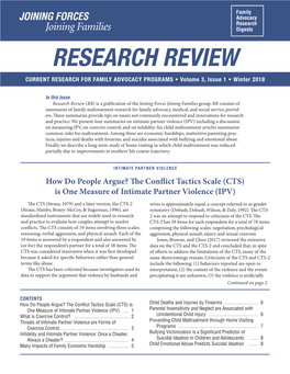 RESEARCH REVIEW CURRENT RESEARCH for FAMILY ADVOCACY PROGRAMS • Volume 3, Issue 1 • Winter 2018