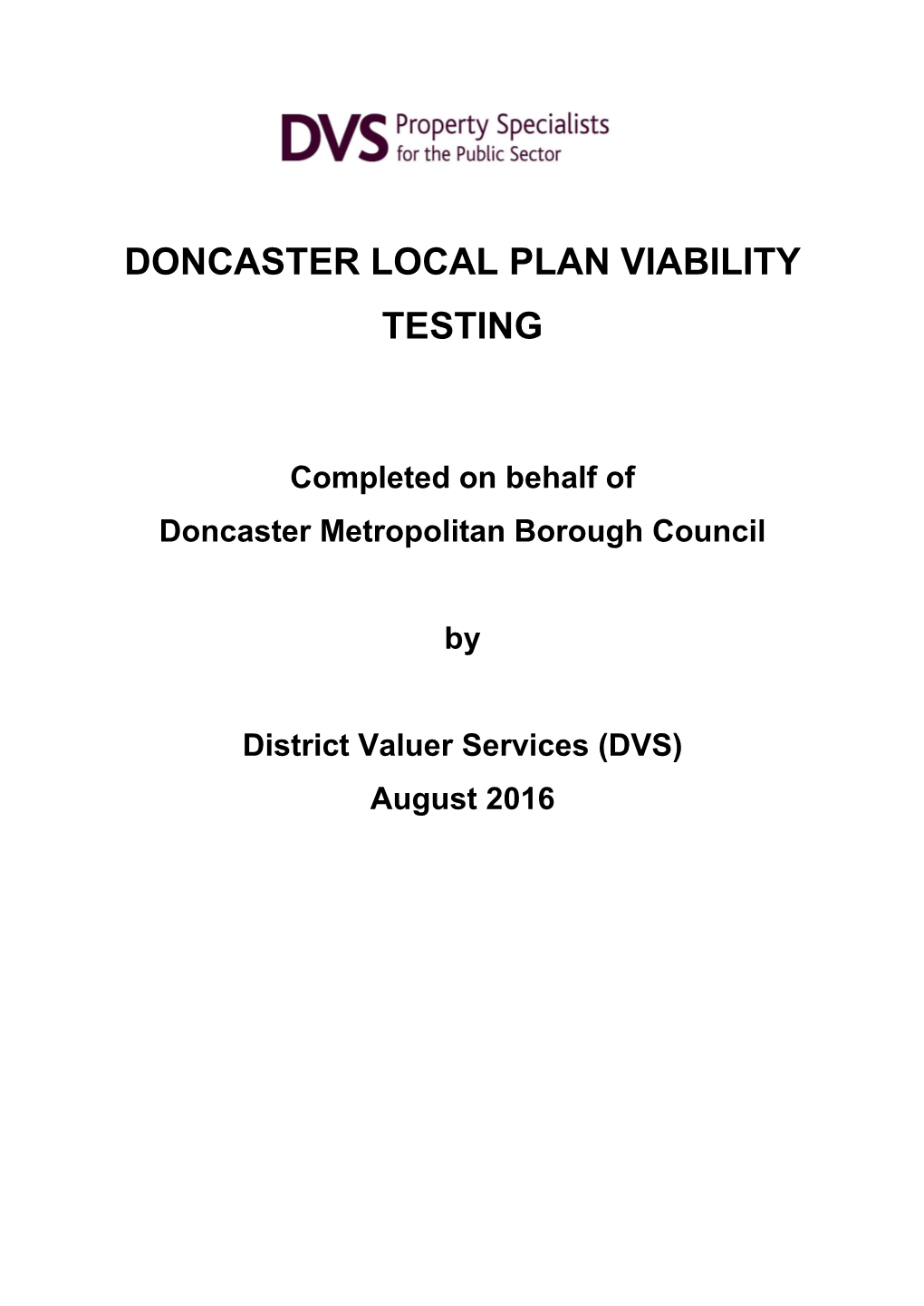 Doncaster Local Plan Viability Testing