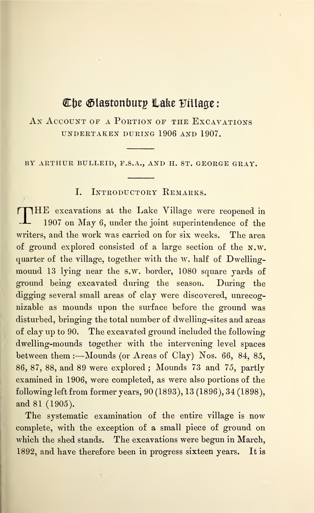 Bulleid, A, and St. George Gray, H, the Glastonbury Lake Village