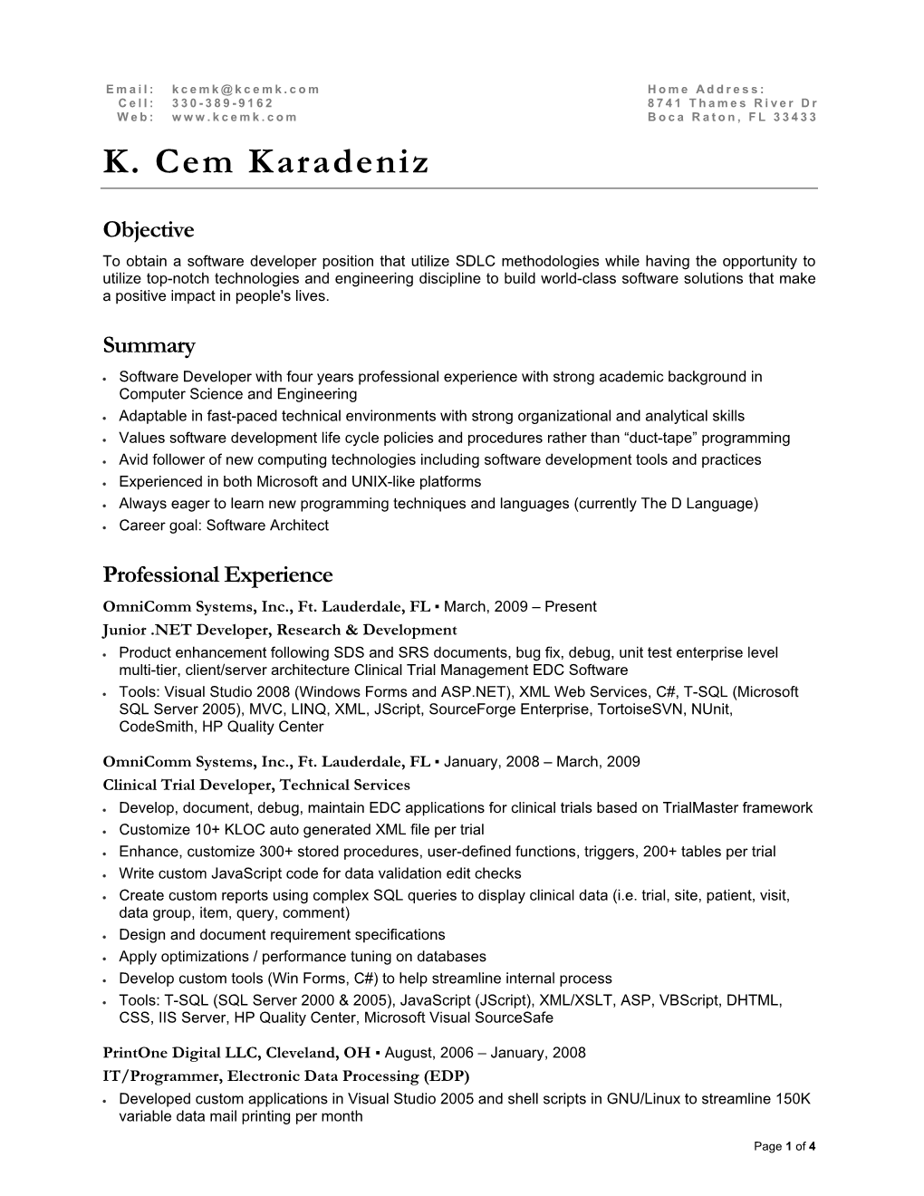 Resume of K. Cem Karadeniz