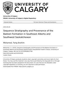 Sequence Stratigraphy and Provenance of the Bakken Formation in Southeast Alberta and Southwest Saskatchewan