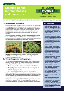 Creating Ponds for Rare Mosses and Liverworts