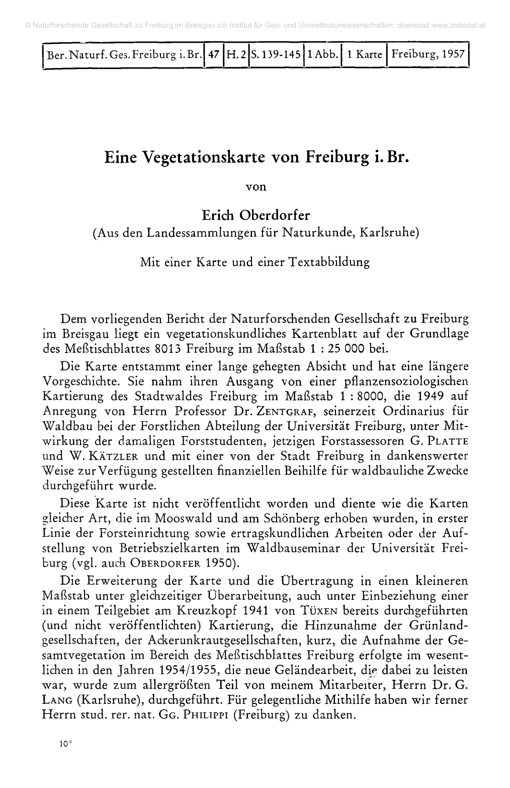 Eine Vegetationskarte Von Freiburg I. Br