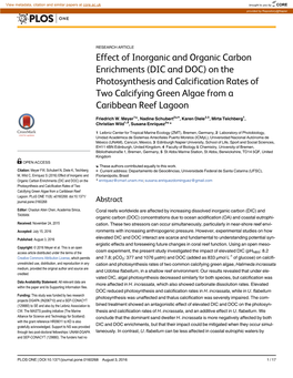 Effect of Inorganic and Organic Carbon Enrichments (DIC and DOC)