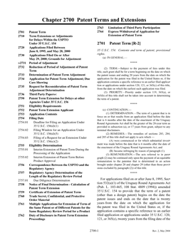 MPEP Chapter 2700 Patent Terms and Extensions