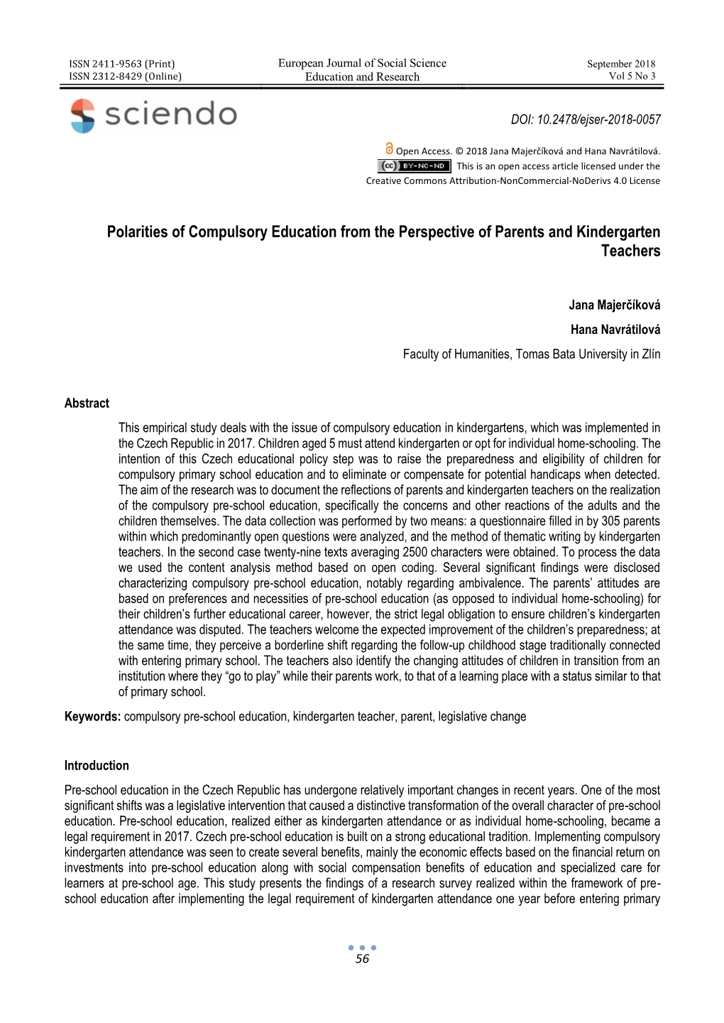 Polarities of Compulsory Education from the Perspective of Parents and Kindergarten Teachers