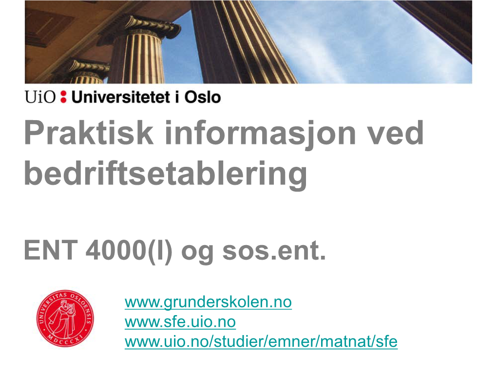 Praktisk Informasjon Ved Bedriftsetablering