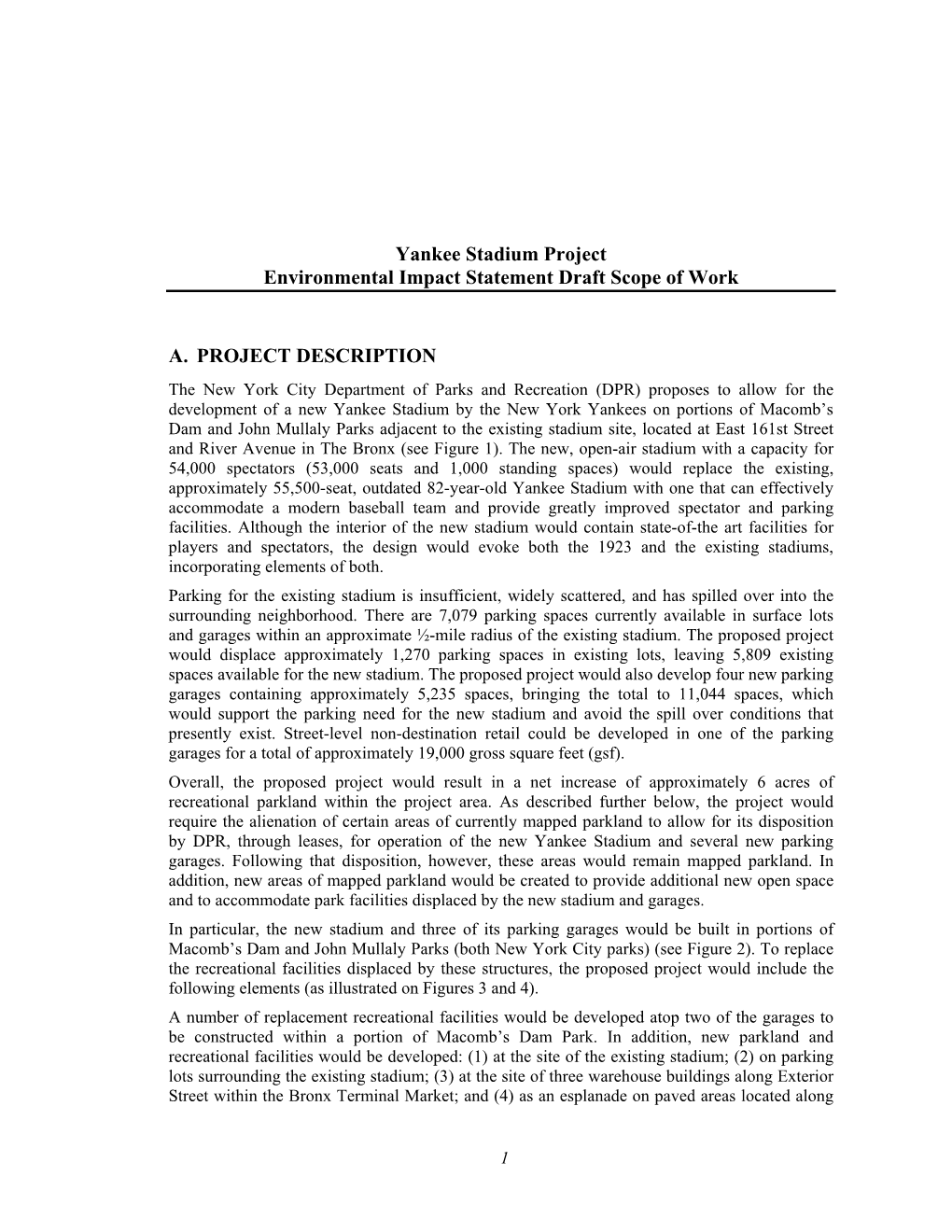 Yankee Stadium Project Environmental Impact Statement Draft Scope Of Work Docslib 9673