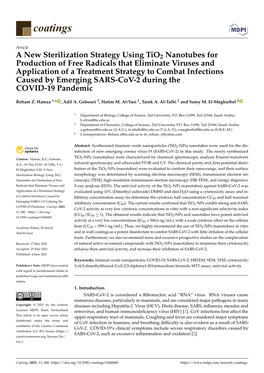 A New Sterilization Strategy Using Tio2 Nanotubes