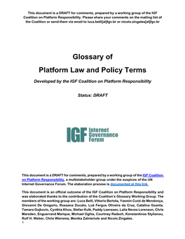 Glossary of Platform Law and Policy Terms