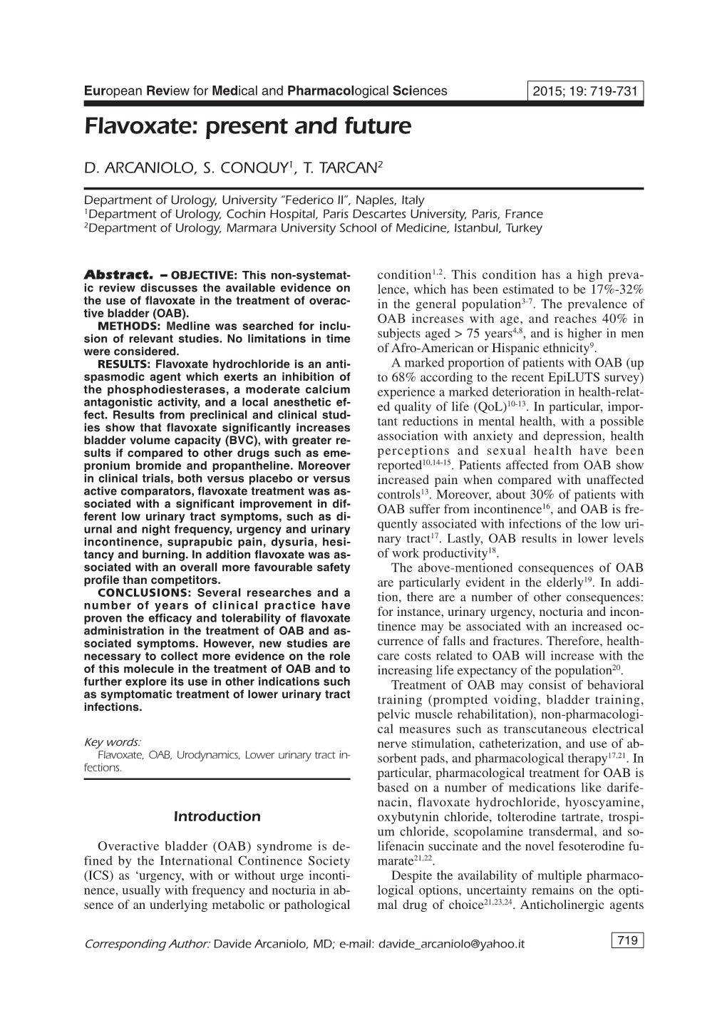 Flavoxate: Present and Future