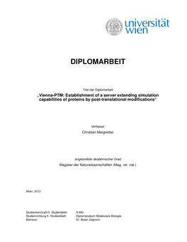 Vienna-PTM: Establishment of a Server Extending Simulation Capabilities of Proteins by Post-Translational Modiﬁcations“