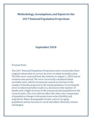 2017 National Population Projections: Methodology and Assumptions