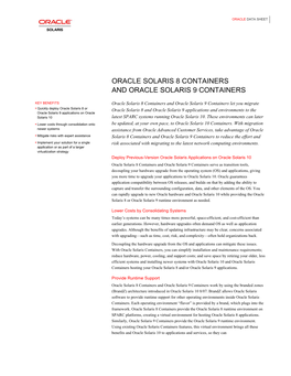 Oracle Solaris Containers Data Sheet