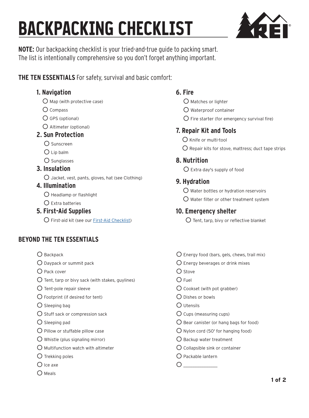 BACKPACKING CHECKLIST NOTE: Our Backpacking Checklist Is Your Tried-And ...