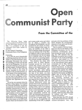 Open Letter to the Communist Party of the Philippines